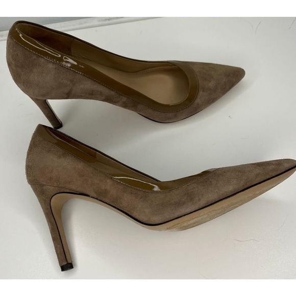 Via Spiga Suede Heels Women's Size 6 Beige Taupe Brown 3" Heel - Picture 1 of 4